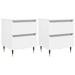 Maison Chic Lot de 2 Tables de chevet,Table de nuit,Table d'appoint pour salon blanc 40x35x50 cm bois d’ingénierie -MN39811