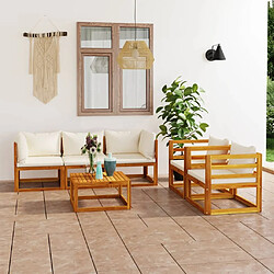 Maison Chic Salon de jardin 6 pcs - Table et chaises d'extérieur - Mobilier/Meubles de jardin Moderne avec coussin Crème Bois d'acacia solide -MN77787