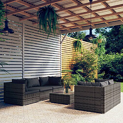 vidaXL Salon de jardin 6 pcs avec coussins résine tressée gris