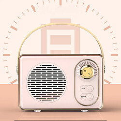 Avis General Haut-parleur Bluetooth rétro, mini haut-parleur mignon avec radio FM, amélioration des basses, volume fort, connexion sans fil Bluetooth 5.0, carte TF, décor vintage, cadeaux pour filles (rose)