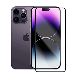 2 Film vitre pour téléphone mobile Iphone 14 Pro Max 6.7" bordures noires verre trempé de protection transparent -Visiodirect-