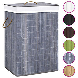 vidaXL Panier à linge avec 2 sections bambou gris 72 L