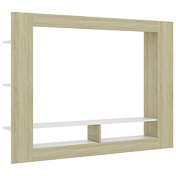 vidaXL Meuble TV Blanc et chêne sonoma 152x22x113cm bois d'ingénierie