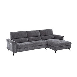 Vente-Unique Canapé d'angle droit relax électrique en tissu anthracite TELTI