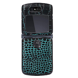 Coque en TPU + cuir véritable texture croco vert pour votre Motorola Razr 5G