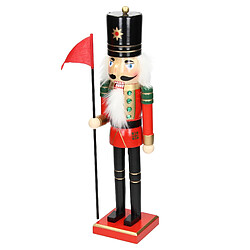 ECD Germany Soldat Casse-Noisette 25 cm avec Chapeau Noir et Drapeau, en Bois, Unique, Décoration de Noël Figurine Marionnette Ornement pour Arbre de Noël Statue Traditionnel de Décor Jouet Classique