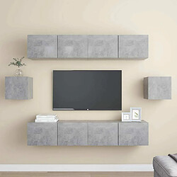 Maison Chic Ensemble de meubles TV 6 pcs | Banc TV Moderne pour salon | Meuble de Rangement - Gris béton Aggloméré -MN38766