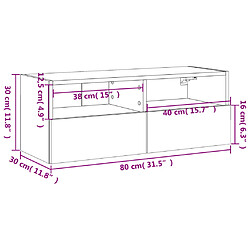 vidaXL Meuble TV mural sonoma gris 80x30x30 cm bois d'ingénierie pas cher