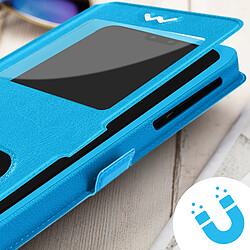 Avizar Étui Smartphone Universel Taille 3XL 2 Fenêtres bleu turquoise pas cher