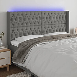 Maison Chic Tête de lit scandinave à LED,meuble de chambre Gris foncé 203x16x118/128 cm Tissu -MN72772