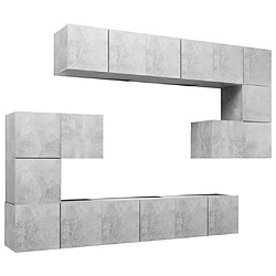 vidaXL Ensemble de meubles TV 10 pcs Gris béton Bois d'ingénierie