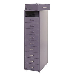 Mendler Caisson a roulettes Boston T851, armoire à tiroirs armoire en acier, 110x28x41cm 10 tiroirs ~ gris foncé