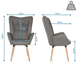 Acheter Fauteuil à oreilles / fauteuil vintage HAVENIO I tissu gris hjh LIVING