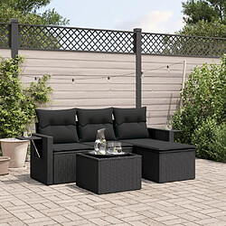 Maison Chic Salon de jardin 4 pcs avec coussins | Ensemble de Table et chaises | Mobilier d'Extérieur noir résine tressée -GKD52551