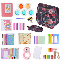 Andoer Kit d'accessoires 14 en 1 pour Fujifilm Instax Mini 9/8/8 + / 8s avec étui d'appareil photo / Dragonne / autocollant / Obje