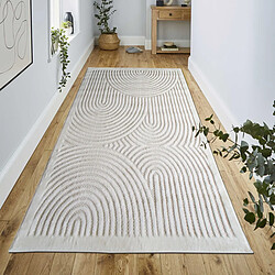 Thedecofactory NEW AGE DECO - Tapis de couloir motif arc en ciel en relief crème 80x200