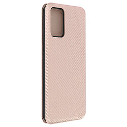 Avizar Housse Galaxy A52 5G Clapet Porte-carte Dragonne Effet Carbone rose champagne