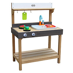 AXI Rosa Cuisine Enfant en bois | Cuisine de jeu multifonctionnelle | Jouet à sable & eau avec kit d'accessoires de 17 pièces | 40x75x100 cm