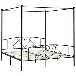 vidaXL Cadre de lit sans matelas avec baldaquin noir 200x200 cm métal