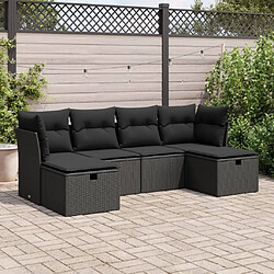 vidaXL Salon de jardin 6 pcs avec coussins noir résine tressée