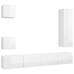 vidaXL Ensemble de meuble TV 5 pcs Blanc brillant Bois d'ingénierie