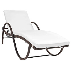 Maison Chic Chaise longue avec coussin | Bain de soleil Relax | Transat et table Résine tressée Marron -GKD21105