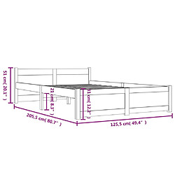 vidaXL Cadre de lit sans matelas bois massif 120x200 cm pas cher