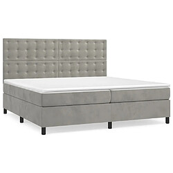 vidaXL Sommier à lattes de lit et matelas Gris clair 200x200cm Velours