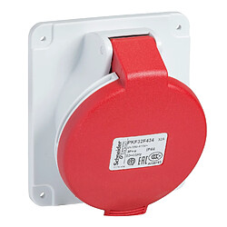 socle de prise inversée - pratika - 32a - ip44 - 380v - 3p+n+t - schneider electric pkf32f435