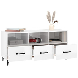 Maison Chic Meuble TV scandinave - Banc TV pour salon Blanc brillant 102x35x50 cm Bois d'ingénierie -MN14550 pas cher