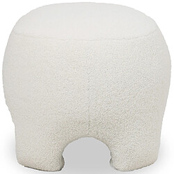 ICONIK INTERIOR Repose-pieds Tapissé - Pouf en Tissu Bouclé - Magnolia Blanc