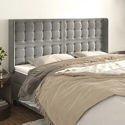 Maison Chic Tête de lit scandinave avec oreilles,meuble de chambre Gris clair 203x16x118/128 cm Velours -MN19049