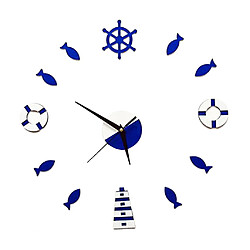 horloge de style méditerranéen horloge de gouvernail tour petit poisson diy horloge muette bleu