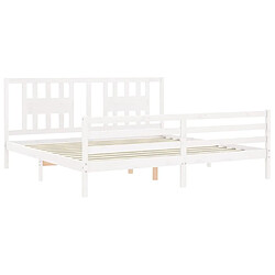 Maison Chic Lit adulte - Cadre Structure de lit avec tête de lit Contemporain blanc 200x200 cm bois massif -MN52991 pas cher