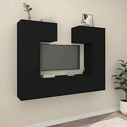 Maison Chic Ensemble de meubles TV 6 pcs | Banc TV Moderne pour salon | Meuble de Rangement - Noir Bois d'ingénierie -MN63655