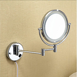 Universal Miroir de salle de bains installé sur le mur 8 pouces loupe en laiton lumière LED pliant miroir de maquillage miroir de maquillage cadeau pour madame |(Argent) pas cher