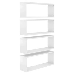 Maison Chic Lot de 4 Étagères cube murales,Etagère de rangement flottantes Blanc brillant 60x15x23cm Aggloméré -MN85512