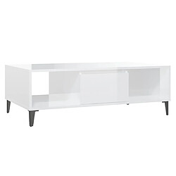 Maison Chic Tabls basse,Table Console pour salon Blanc brillant 103,5x60x35 cm Aggloméré -MN78202