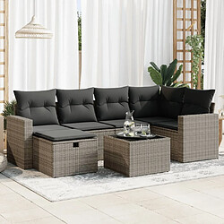 vidaXL Salon de jardin avec coussins 7 pcs gris résine tressée