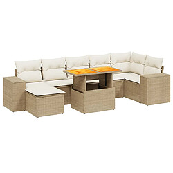 vidaXL Salon de jardin avec coussins 8 pcs beige résine tressée