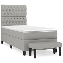 vidaXL Sommier à lattes de lit et matelas Gris clair 90x190 cm Tissu