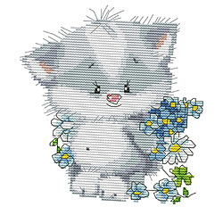 Kits De Point De Croix Estampillés Travail D'aiguille De Broderie De Kitty Mignon Pour Les Adultes 14CT