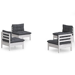 Maison Chic Salon de jardin 4 pcs + coussins - Mobilier/Meubles de jardin - Table et chaises d'extérieur anthracite Bois de pin -MN86091