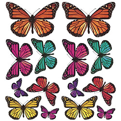 Thedecofactory PAPILLONS RELIEF 3D - Stickers repositionnables papillons en relief 3D