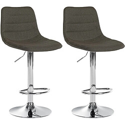 Decoshop26 Lot de 2 tabourets de bar chaises hautes avec repose-pieds incurvé en tissu taupe structure métallique chromé 10_0004316