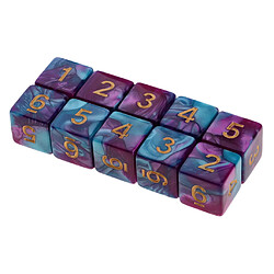 10x jeu de dés à 16 faces 16mm pour jeux de société / enseignement des mathématiques violet et bleu pas cher