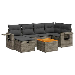 vidaXL Salon de jardin avec coussins 7 pcs gris résine tressée