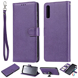 Wewoo Housse Coque Pour Galaxy A70 Étui de protection à rabat horizontal de couleur unie avec support et fentes cartes et portefeuille et cadre photo et lanière violet