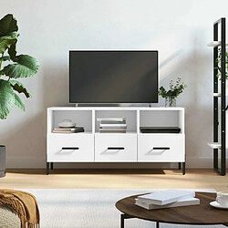 Maison Chic Meuble TV scandinave - Banc TV pour salon blanc 102x36x50 cm bois d'ingénierie -MN17329