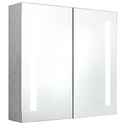 Maison Chic Armoire de salle de bain,Meuble de rangement,Meuble haut à miroir LED Gris béton 62x14x60 cm -GKD835324